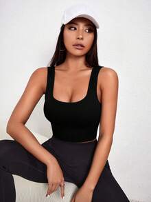 SHEIN Velisys 4件組 常規運動內衣 羅紋設計 基本款 黑色+海軍藍+紅色+白色 健身瑜珈無縫內衣 - 彩色 - 查看 4