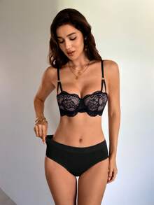 Firerie Ropa interior modeladora sencilla y lisa para levantar el trasero, uso casual para todos los días - Negro - Ver 6