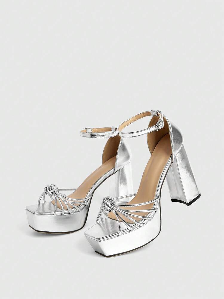 CUCCOO LuxiPop Women's High Heel Sandals, Sexy Nightclub Style - Silver - View 6