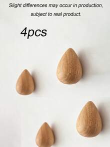 1pc/2/4pcs Creative Wooden Hook, Water Drop Wall Hook, Wooden Wall-Mounted Coat Hook For Bedroom, No Need To Drill Holes - Multicolor - View 11