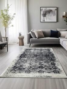 Alfombra de pasillo/alfombra de área con impresión digital antideslizante y lavable, alfombra de sala de estar, diseño moderno, estilo moderno, escandinavo, bohemio y clásico, 100% poliéster, fabricada en Turquía - Blanco Crema - Ver 3