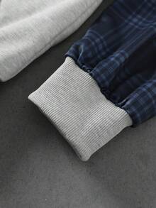 ROMWE MEN 男士刺繡圖案格紋拼接寬鬆版型運動衫 - 彩色 - 查看 6