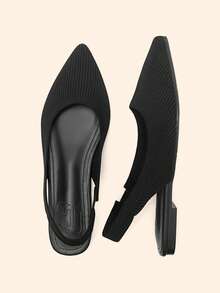 CUCCOO BASICS Women's Pointed Flats, Knitted Material, Comfortable And Breathable Lace-Up Flats, Suitable For Christmas And Spring Shoes - Black 2 - View 4