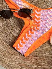 Costavie Swim Basics 2件組春夏海灘度假紋理布料金色太陽飾品掛脖三角比基尼上衣與高衩泳褲性感比基尼套裝女款 - 彩色 - 查看 7