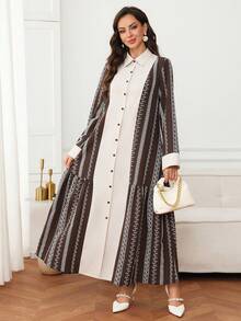 Al Najma Women's Colorblock Casual Party & Travel Arabian Dress - Multicolor - View 4