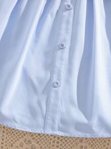 SHEIN 兒童小女孩可愛 2 合 1 長袖黑色洋裝，返校季 - 卡其色 - 查看 8