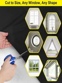 1 Piece Of 300 * 145 Cm Black Window Film, Sun And UV Protection, Portable Travel Curtains With 100% Shading - Black - View 4
