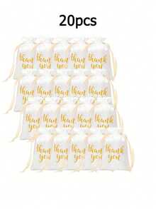 1/5/10/20Pcs White Satin Gift Bags, 4"X5.5" Drawstring Jewelry Pouches For Wedding, Bridal, Party, Birthday, Holiday Decor - White - View 11