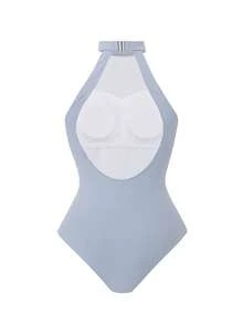 Core Rhythm New Light Blue Women's Fashion Sexy High Neck Sleeveless Tight Fit Sports Jumpsuit - Blue - View 5
