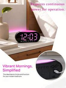 LED Digital Alarm Clock With Week Display, Dimmable Pink Large Screen Desk Clock, Dual Alarm Snooze Function Bedroom Table Clock For Home Decor, Support 12/24H Time Format - multicolor - View 4
