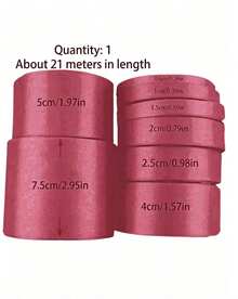 1 Roll Of Polyester Satin Ribbon - Gift Box, Candy Box, Cake Box, Fresh Flower Decoration Ribbon (Machine Dyed With Slight Color Difference) - Watermelon red - View 3