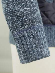 Cardigan de punto con cremallera y contraste de color para hombre - Azul - Ver 5