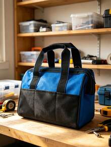 1pc Tool Kit Thickened Canvas Manual Tools Multi-Functional Electrician Air Conditioner Repair Large Portable Tool Bag, Featuring Durable Thickened Canvas, Suitable For Electrician And Air Conditioner Repair Tool Kits, With A Shoulder Strap - Multicolor - View 8