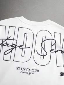 STYNVO 男士字母印花休閒日常長袖T恤 - 白色 - 查看 5