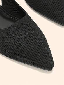 CUCCOO BASICS Women's Pointed Flats, Knitted Material, Comfortable And Breathable Lace-Up Flats, Suitable For Christmas And Spring Shoes - Black 2 - View 3