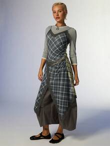 COUREZ 低腰短版氣球褲 / Y2K 女款秋季服飾 冬季女裝 外出穿搭 秋季女褲 灰色短褲 節慶穿搭 - 淺灰色 - 查看 6