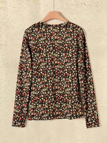 Rusticease 女款休閒碎花 T-shirt，秋季 - 彩色 - 查看 2