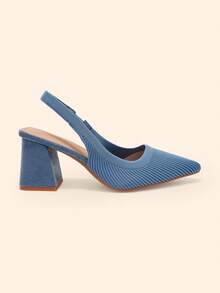 CUCCOO BASICS Women's Fashion Fabric Strap-On Thick Heel Thick Sole Pointed Fabric Commuter Lace-Up Sandals, Suitable For Dates, Parties And Holidays, Suitable For - Sky Blue 2 - View 3
