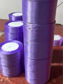 1 Rollo de Cinta de Satén de Poliéster - Caja de Regalo, Caja de Caramelos, Caja de Pastel, Cinta de Decoración de Flores Frescas (Teñida a Máquina con Ligera Diferencia de Color) - Violeta - Ver 2