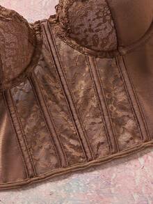 Elorette 3pcs Bra Wanita Elegan Warna Polos dengan Motif Renda dan Tambal Sulam - MultiWarna - View 8
