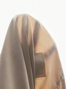 SHEIN Tween女孩卡其色與黑色拼接長袖彩色大領收腰蝴蝶結洋裝 - 卡其色 - 查看 5