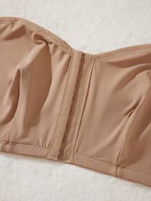 SHEIN 1件防滑無肩帶性感豹紋正反面直帶內衣 - 卡其色 - 查看 8