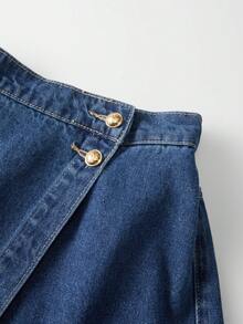 GlowEve CURVE Plus Size Women's Summer Casual Denim Skort - Dark Wash - View 4