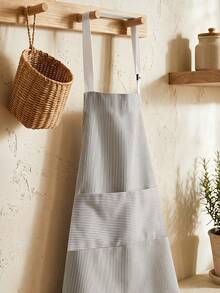 1-Pack Striped Print Black Gray Decorative Apron Kitchen Dining Long Apron Stain Resistant For Daily Use - Multicolor - View 10