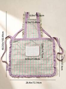 SHEIN Pack Of 1, Ladies Printed Floral Lace Apron With Pocket Flountain, Cross Strap Kitchen Cooking Cleaning Apron Daily Home - Multicolor - View 4