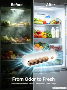 1pc Rechargeable Fridge Deodorizer, Portable Ozone Purifier Refrigerator Odor Eliminator, Food Freshness Preserver For Fridge Closet Cabinet, 1200mAh - Multicolor - View 2