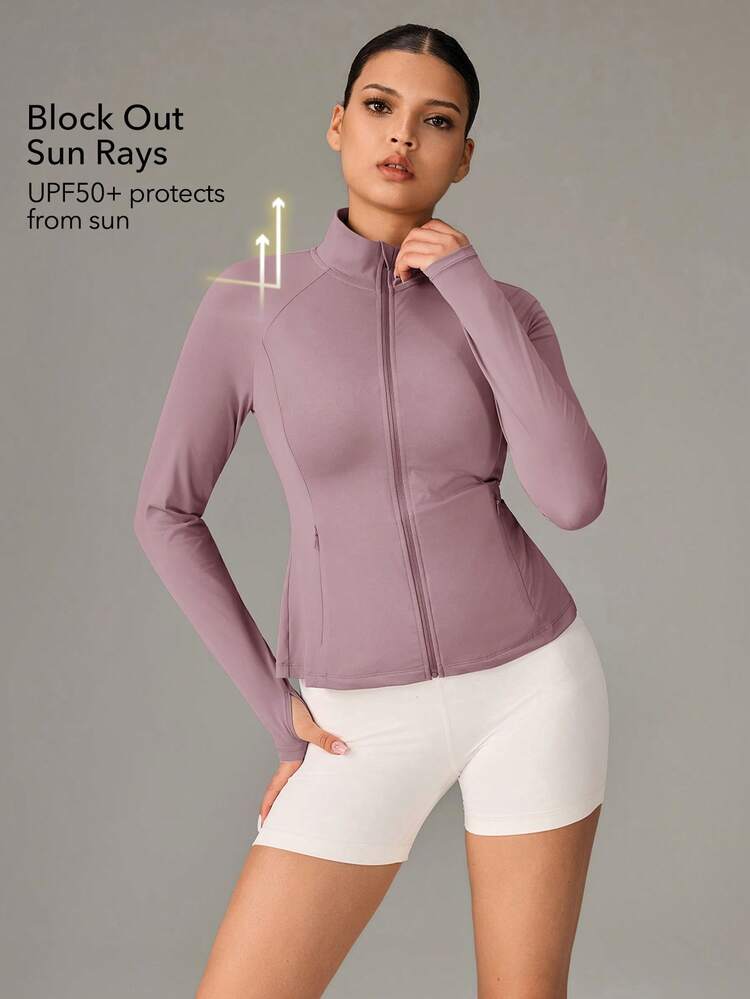 OutZeal Women Sun-Proof Jacket Gym Workout UV Protection Cool Touch Slim Fit Back Pleated Outdoor Jacket - Dusty Pink - View 2