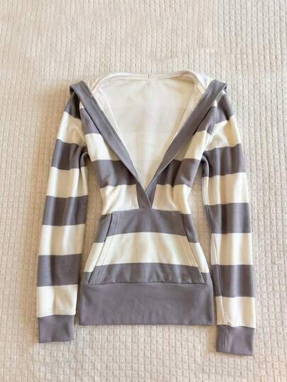 IslaSuriya Striped Slim Fit Hooded Sweatshirt For Women