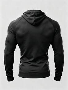 Acti Log Sweatshirt Olahraga Luar Ruangan Pria Model Slim Fit dengan Tudung - Hitam - View 2