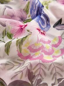 MOTF PREMIUM PLUS SIZE WOMEN'S ROMANTIC FLORAL PRINT BLOUSE, SPRING/SUMMER FALL - Pink - View 5