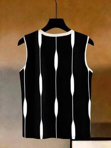 EMERY ROSE Plus Size Contrast Stripe Sleeveless Tank Top For Women - Multicolor - View 2