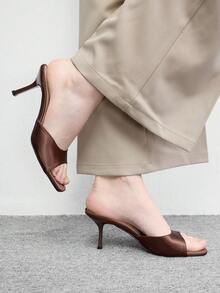CUCCOO BIZCHIC 女款經典舒適百搭優雅度假休閒穆勒高跟涼鞋 - 咖啡色2色丁 - 查看 1