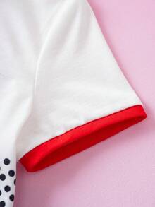 Miraculous Ladybug X SHEIN 2pcs/Set Casual Style Girls Tee Outfit, Round Neck Short Sleeve Top Paired With 2 In 1 Skirt, Miracle Girl Collaboration Girls Tee Set - Multicolor - View 7