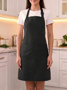 1-Pack Striped Print Black Gray Decorative Apron Kitchen Dining Long Apron Stain Resistant For Daily Use - Multicolor - View 2