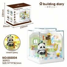 POKOJA LAND Cute Panda House Mini Landscape Building Blocks, Panda Living Room Kitchen Bedroom Bathroom DIY Bricks Set, Desktop Ornament, Perfect Holiday Gift - Multicolor - View 8