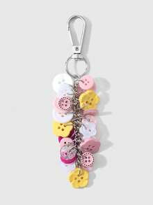 ROMWE Kawaii 1 Creative, Unique, Simple And Multi-Colored Irregular Flat Button DIY Keychain Bag Pendant, Suitable For Sisters To Wear, Holiday Gift - Multicolor - View 12
