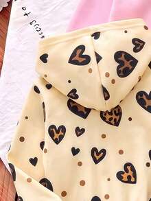 Randomly Ships 1 Of 3, Young Girls Casual Cute Leopard Print Cherry And Bow Pattern Hooded Sweatshirt, Suitable For Autumn/Winter Daily Wear, Comfortable And Cozy - Multicolor - View 6