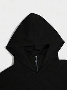SHEIN 青少年男孩灰色花卉雙層領廓形運動衫，休閒學院風，舒適時尚，極簡百搭，柔軟面料，適合日常穿著、學校、旅行、戶外運動，四季皆宜 - 彩色 - 查看 3