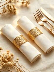 Exquisite Laser Cut Gold Paper Napkin Rings. Not Only For Party Table Decoration, But Also Can Be Used As DIY Hair Accessories, Multi-Scene Application. - Gold - View 3