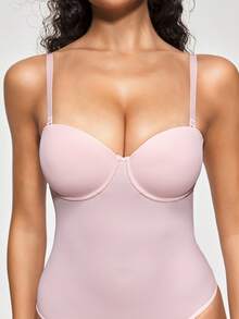 SHAPORA Women's Solid Color Ruched Spaghetti Strap Camisole - Baby Pink - View 6