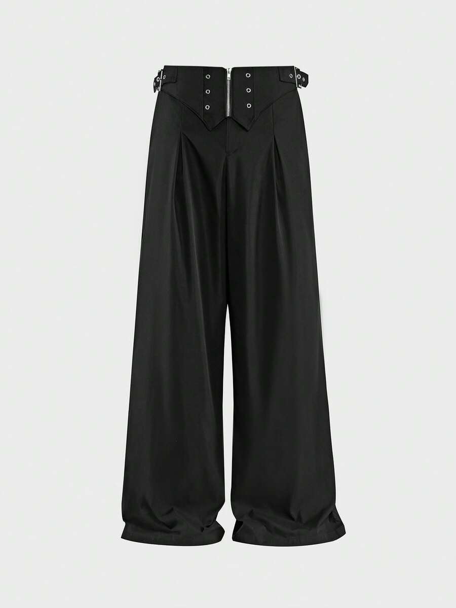 FeverCity Men's Solid Color Casual Versatile Daily Wear Long Pants - Black - View 1