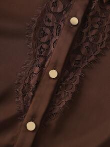 Balvessa Women's Elegant Commute Shirt And Skirt 2 Pieces Set - Brown - View 4