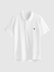 Lornavo Men's Cotton Summer Casual Versatile White POLO Shirt Golf - White - View 3
