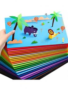 60 Sheets A4 Cardboard, 30 Color Handmade Colored Hard Cardboard, Children's And Student Enlightenment Teaching Materials, Paper Learning Supplies Back To School - Multicolor - View 4