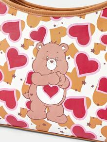 SHEIN X Care Bears حقيبة يد موضة بنمط كرتوني للتنقل اليومي - الأحمر الوردي البني القهوة - مشاهدة 3