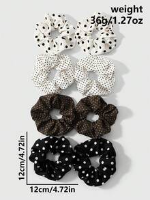 ROMWE Anime 4Pcs Fashionable Retro Versatile Multi-Color Love Polka Dot Large Intestine Ring Ponytail Ring, Combination Set, Daily Wear By Sisters - Multicolor-65 - View 8